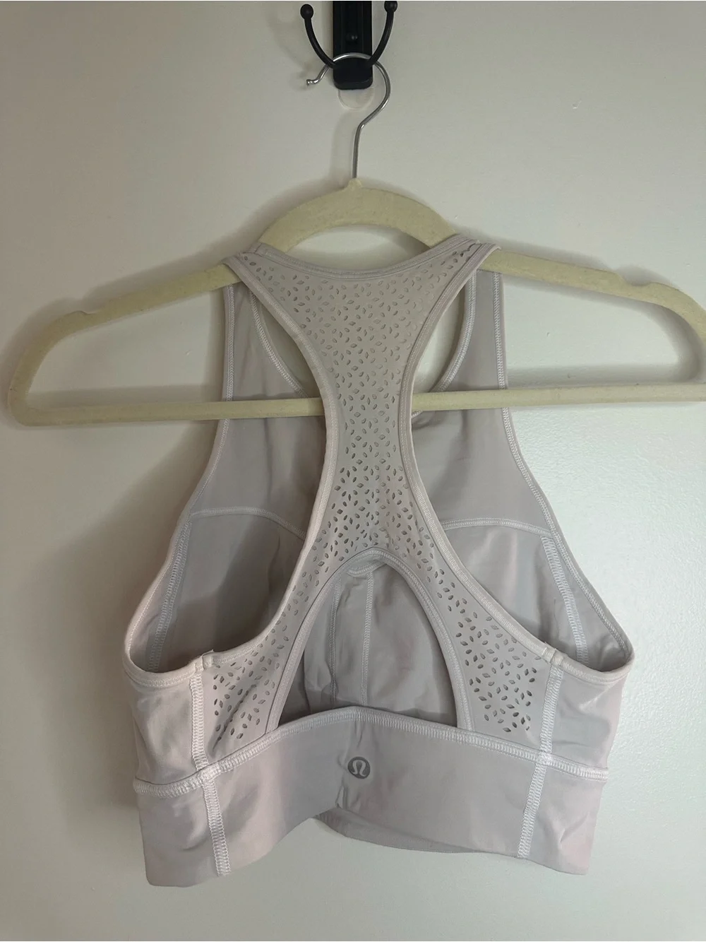 Off White Lululemon High-Neck Laser-Cut Bralette